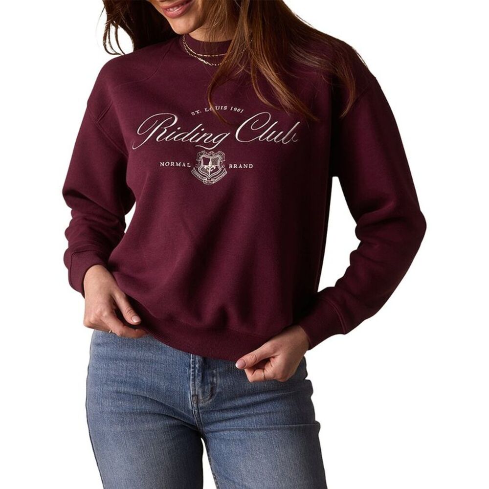 The Normal Brand Womens Normal Fleece Graphic Crewneck, Red